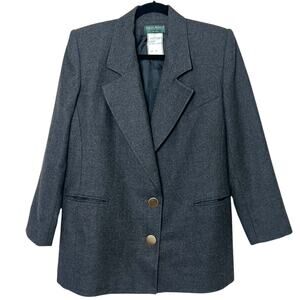 Vintage Harve Benard Petite Women's Gray Wool Two-Button Blazer Heritage Sz 10